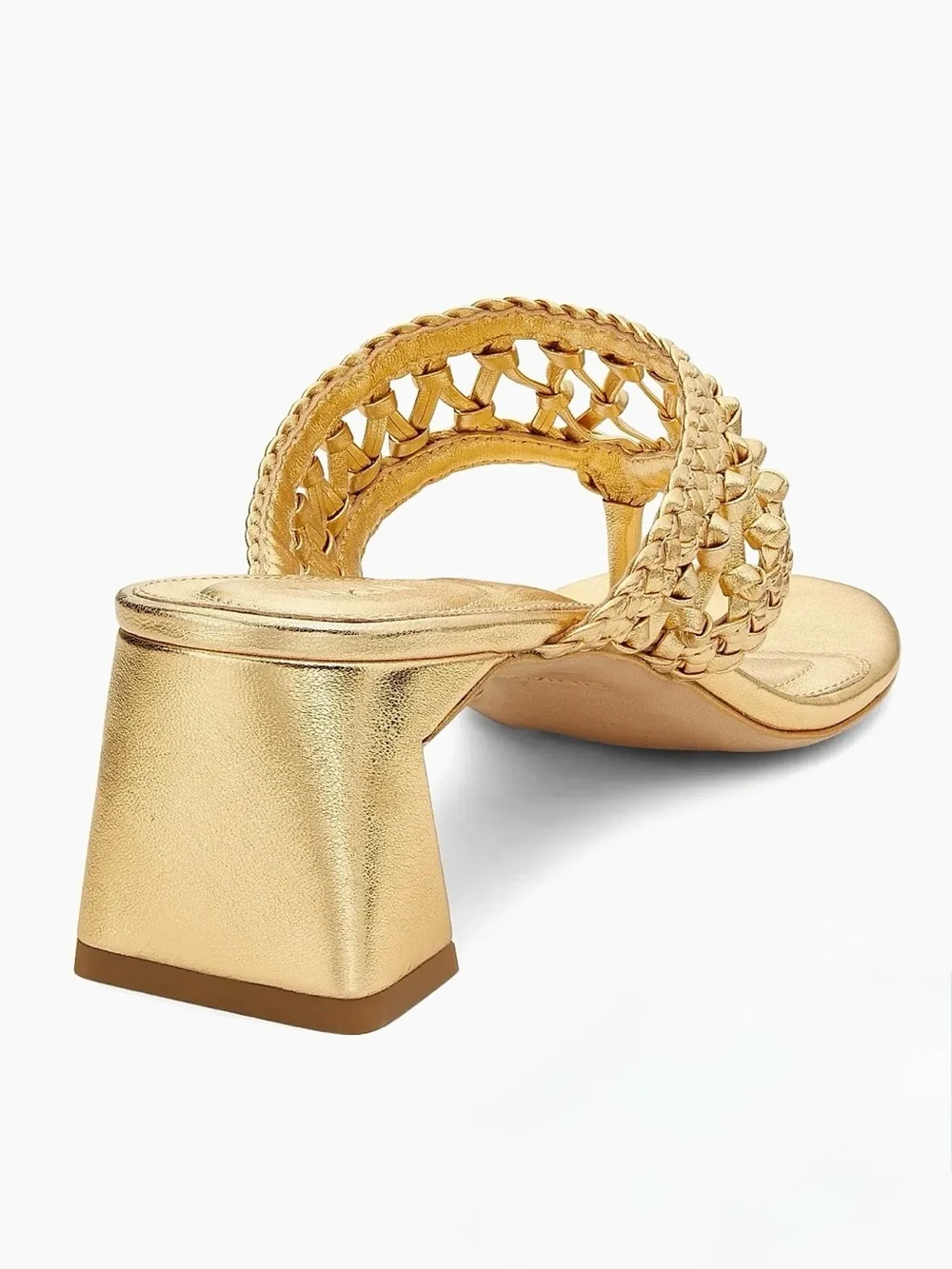 SIMKHAI Women's Alia 50MM Metallic Leather Weave Block-Heel Sandals - Gold